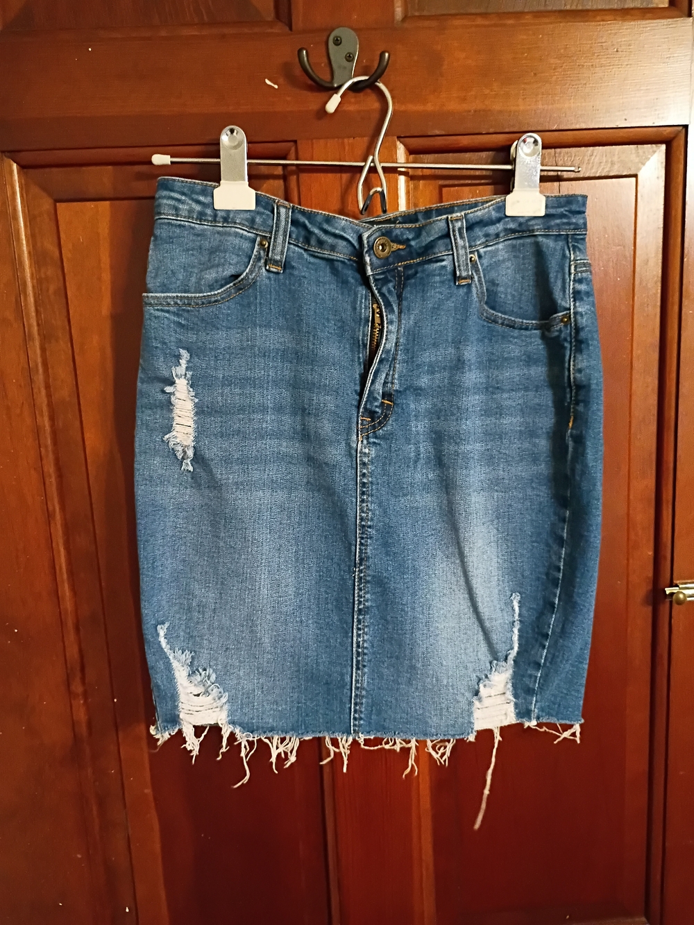Wax Jeans Blue Distressed Denim Mini Skirt Size M